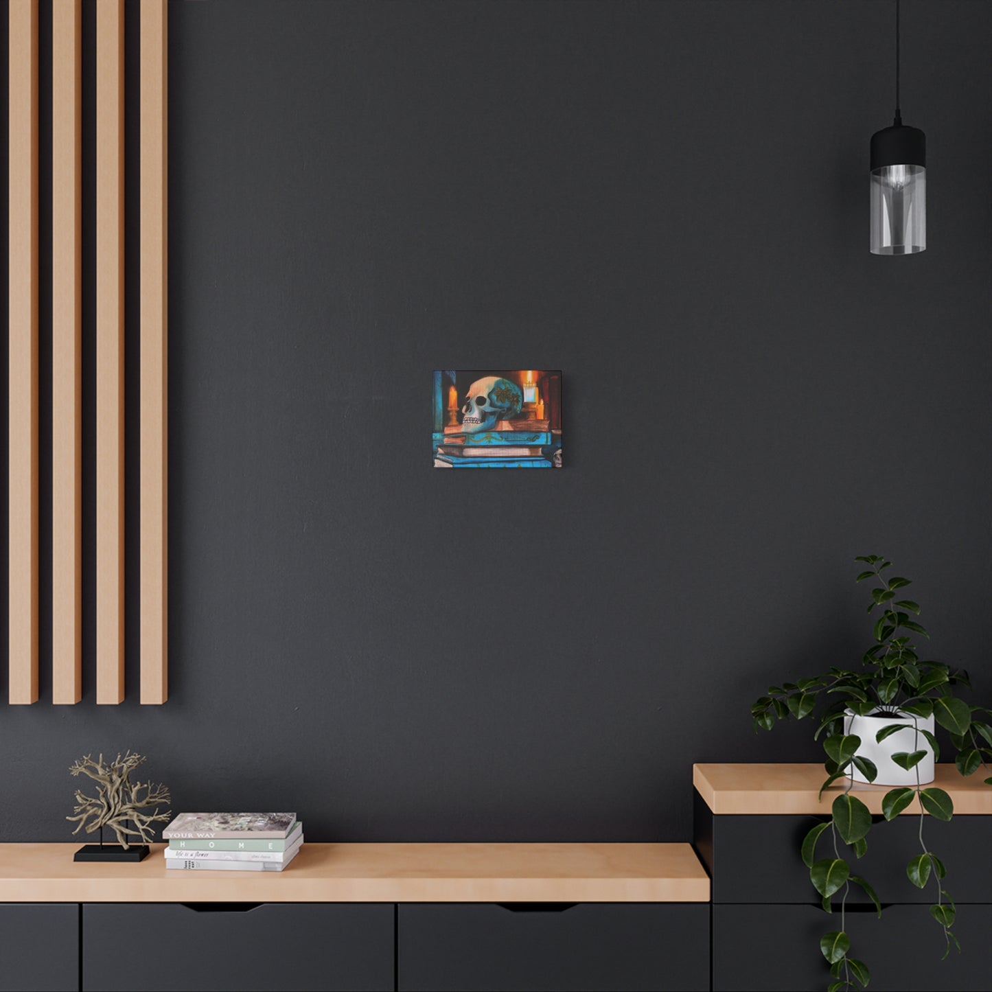 Skull & Candles Art Canvas | Gothic Still Life Wall Decor