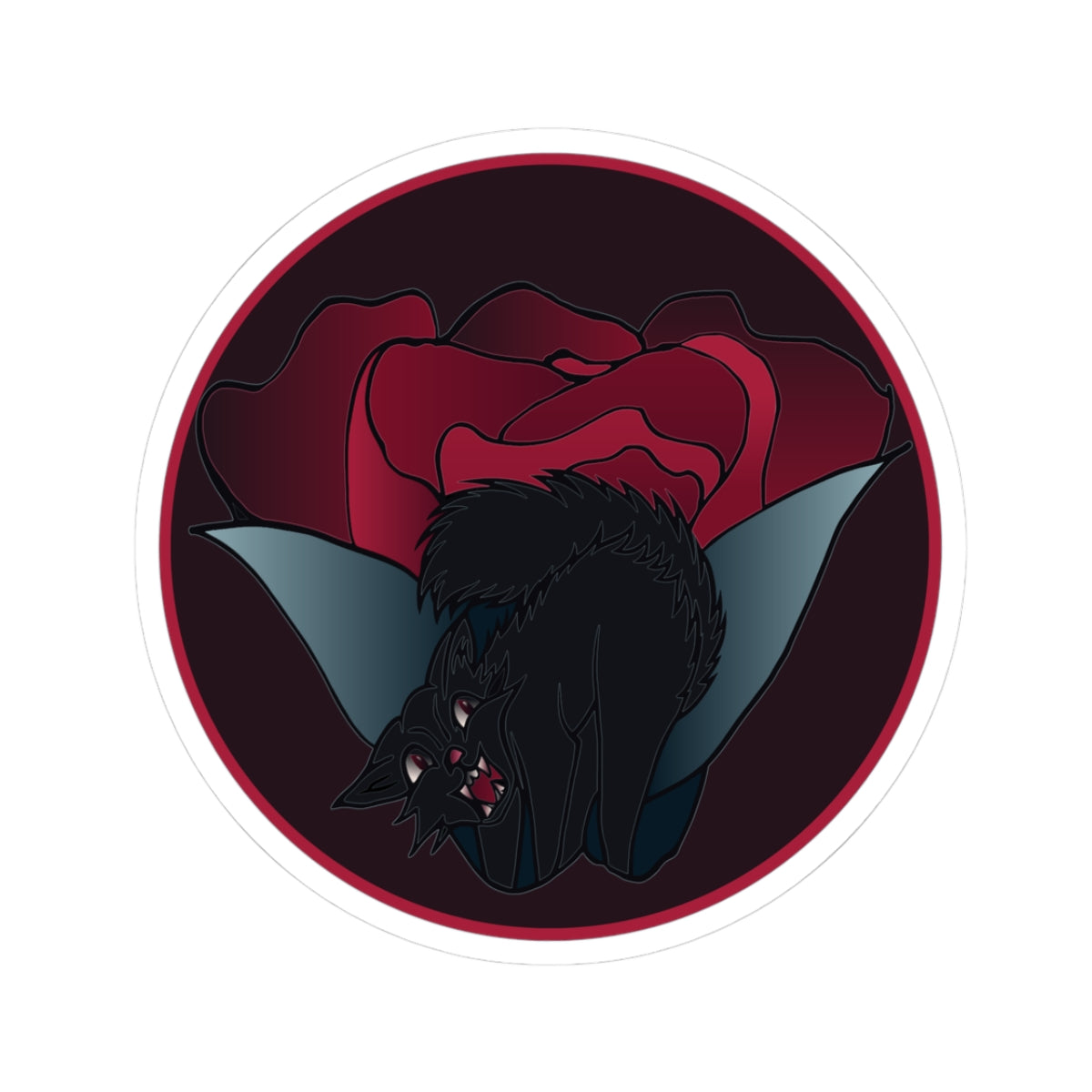 Granny Gone Rogue Sticker |Goth Rose Cat Sticker | Dark Floral Black Cat Kiss-Cut Sticker