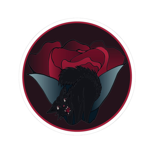Granny Gone Rogue Sticker |Goth Rose Cat Sticker | Dark Floral Black Cat Kiss-Cut Sticker
