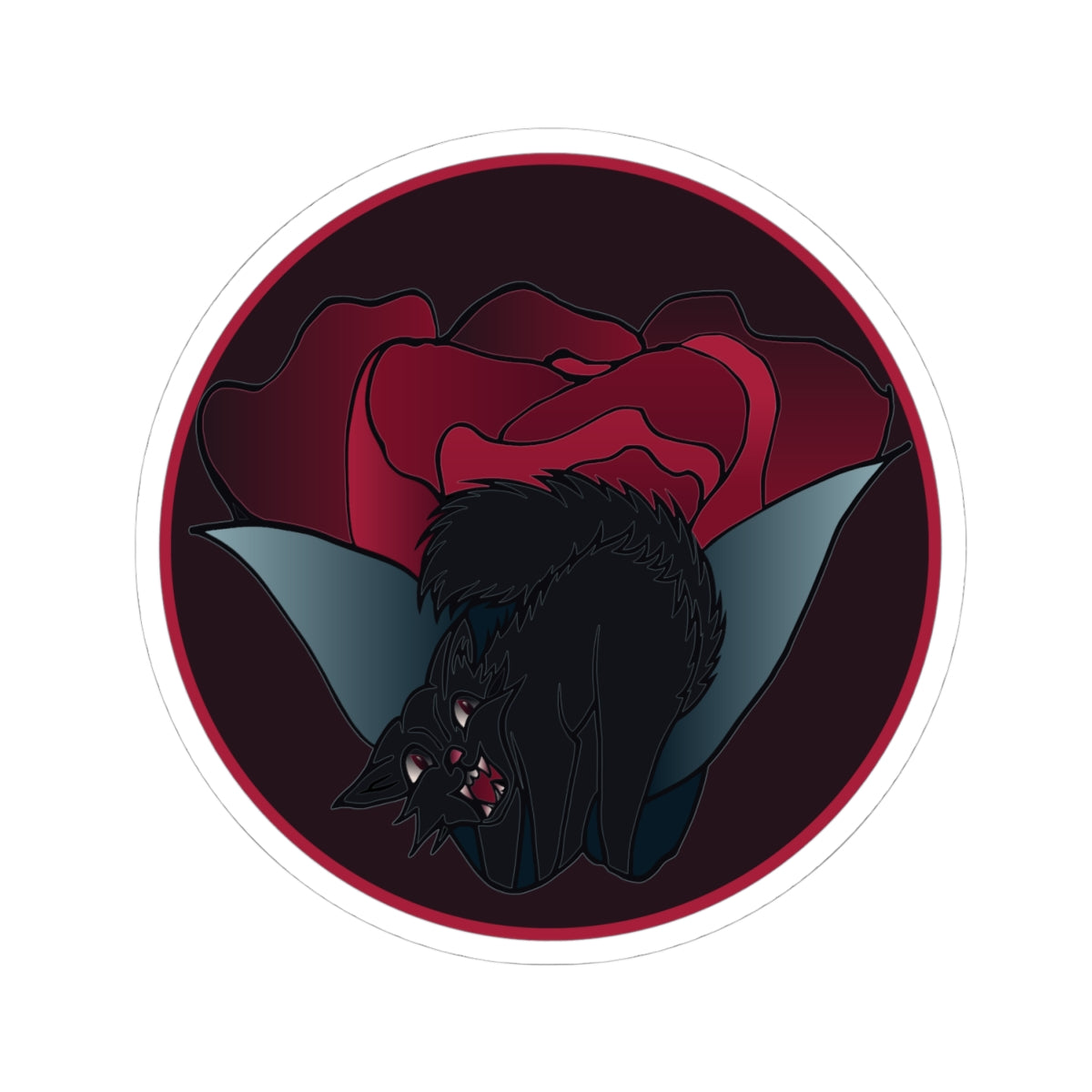 Granny Gone Rogue Sticker |Goth Rose Cat Sticker | Dark Floral Black Cat Kiss-Cut Sticker