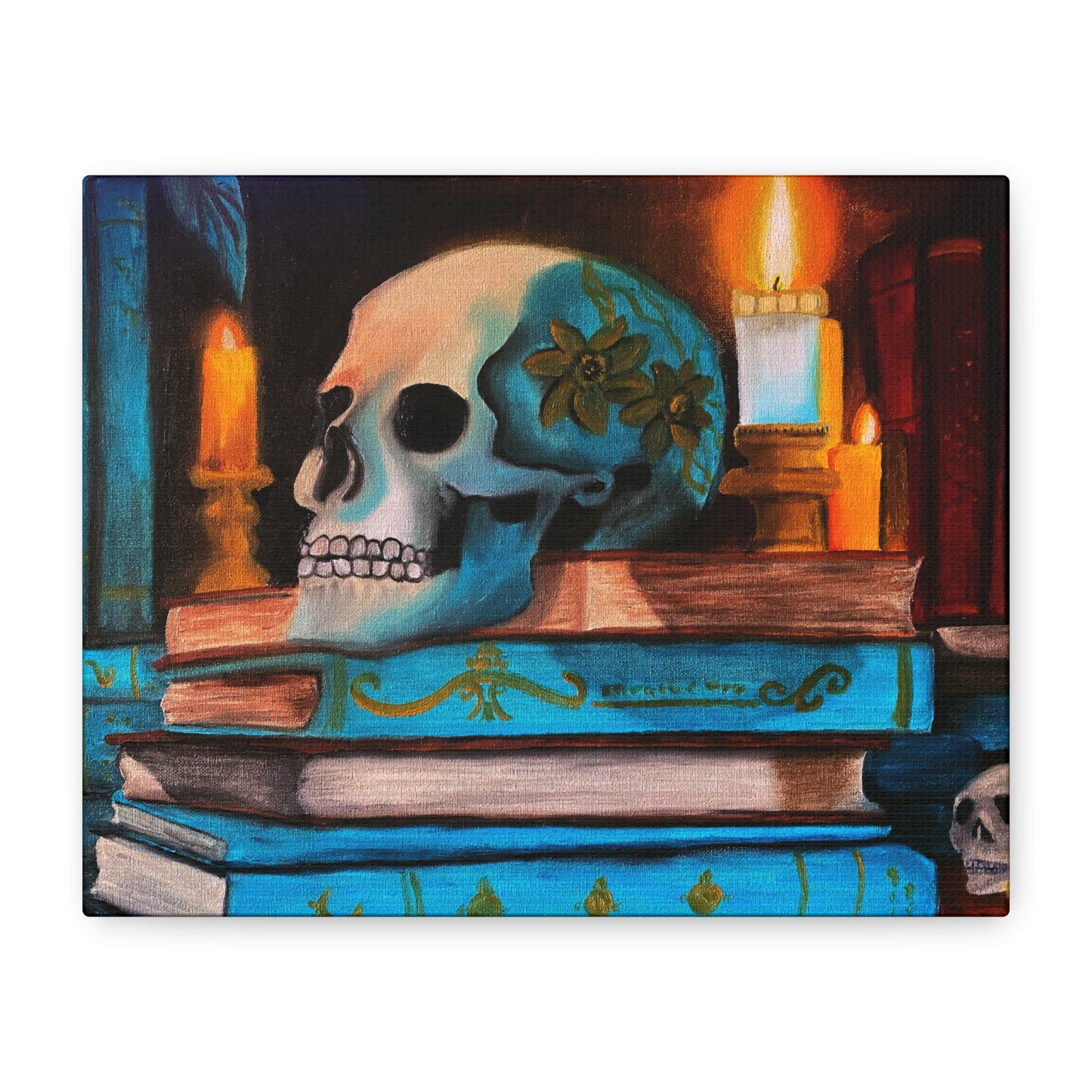 Skull & Candles Art Canvas | Gothic Still Life Wall Decor