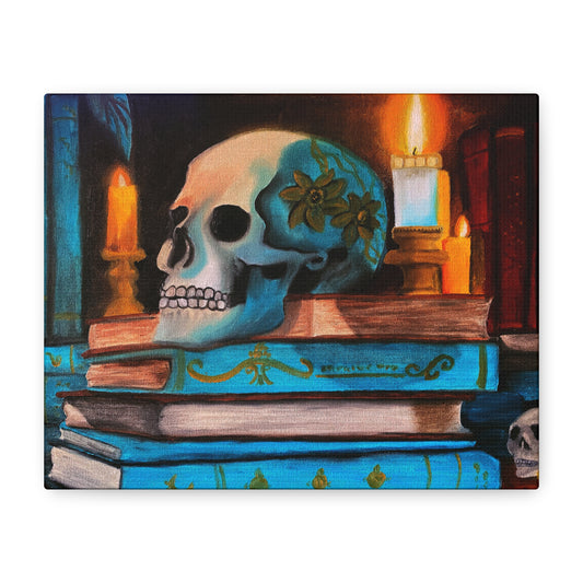 Skull & Candles Art Canvas | Gothic Still Life Wall Decor