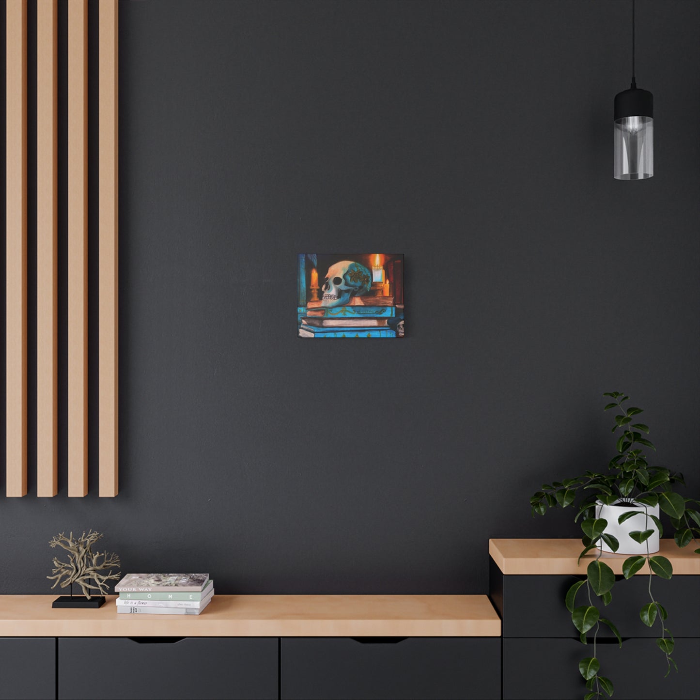 Skull & Candles Art Canvas | Gothic Still Life Wall Decor