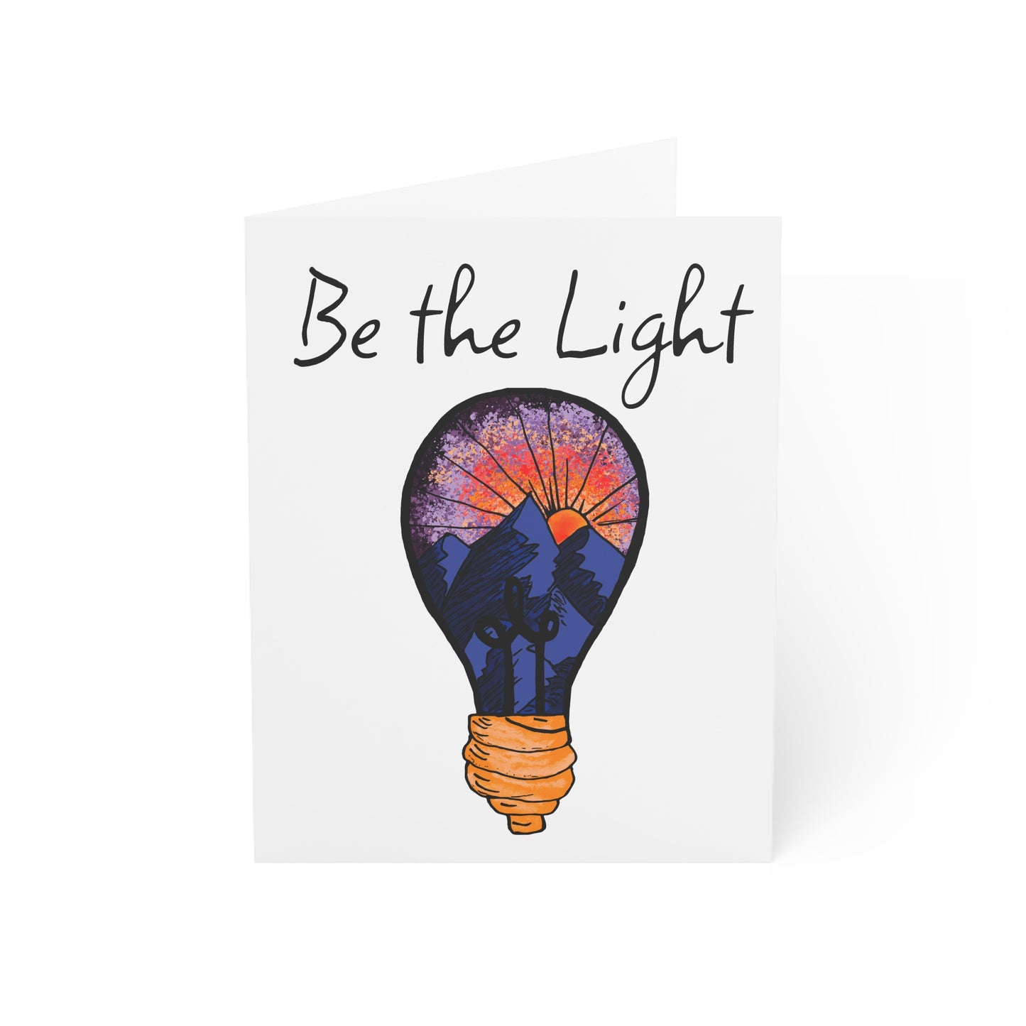 Greeting Card — "Be the Light" Inspirational Lightbulb Design (Single or Bulk Packs)