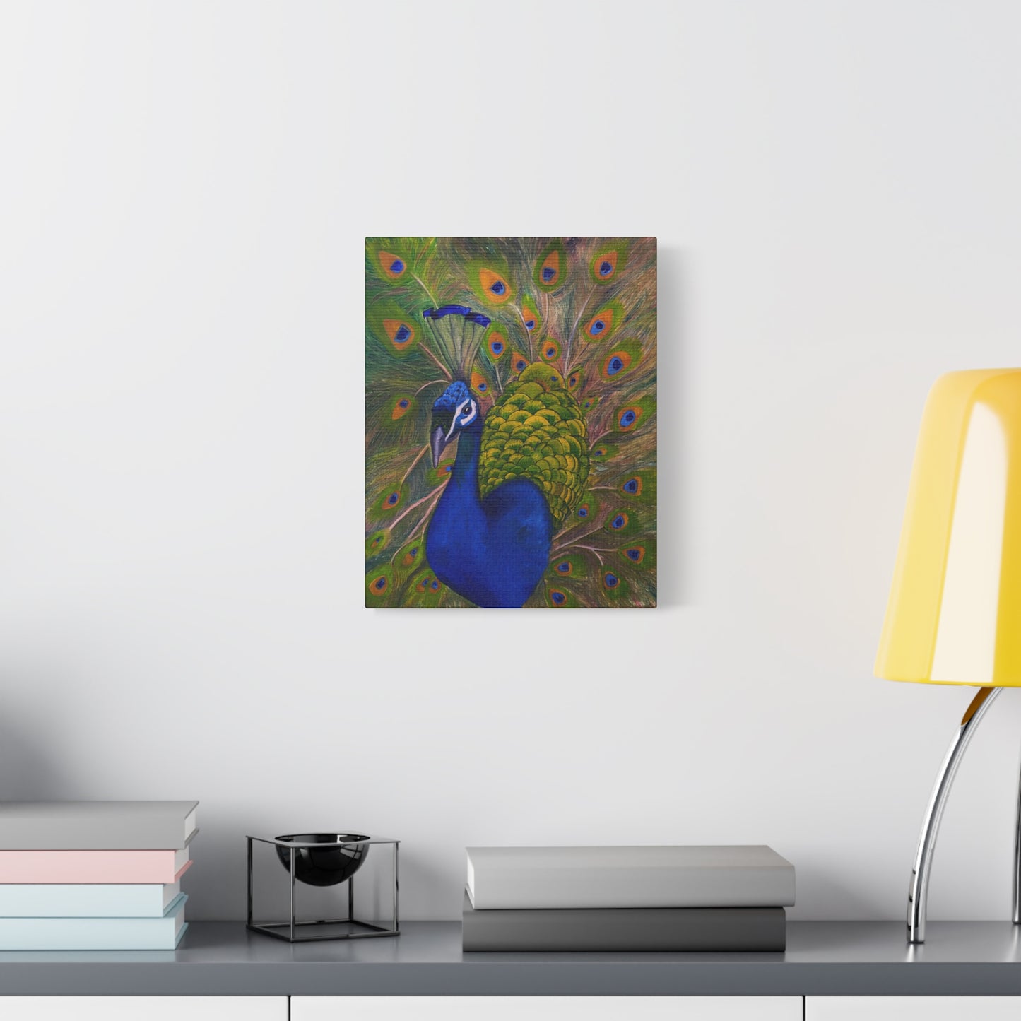 Peacock Art Canvas Print — Vibrant Blue & Green Stretched Wall Art
