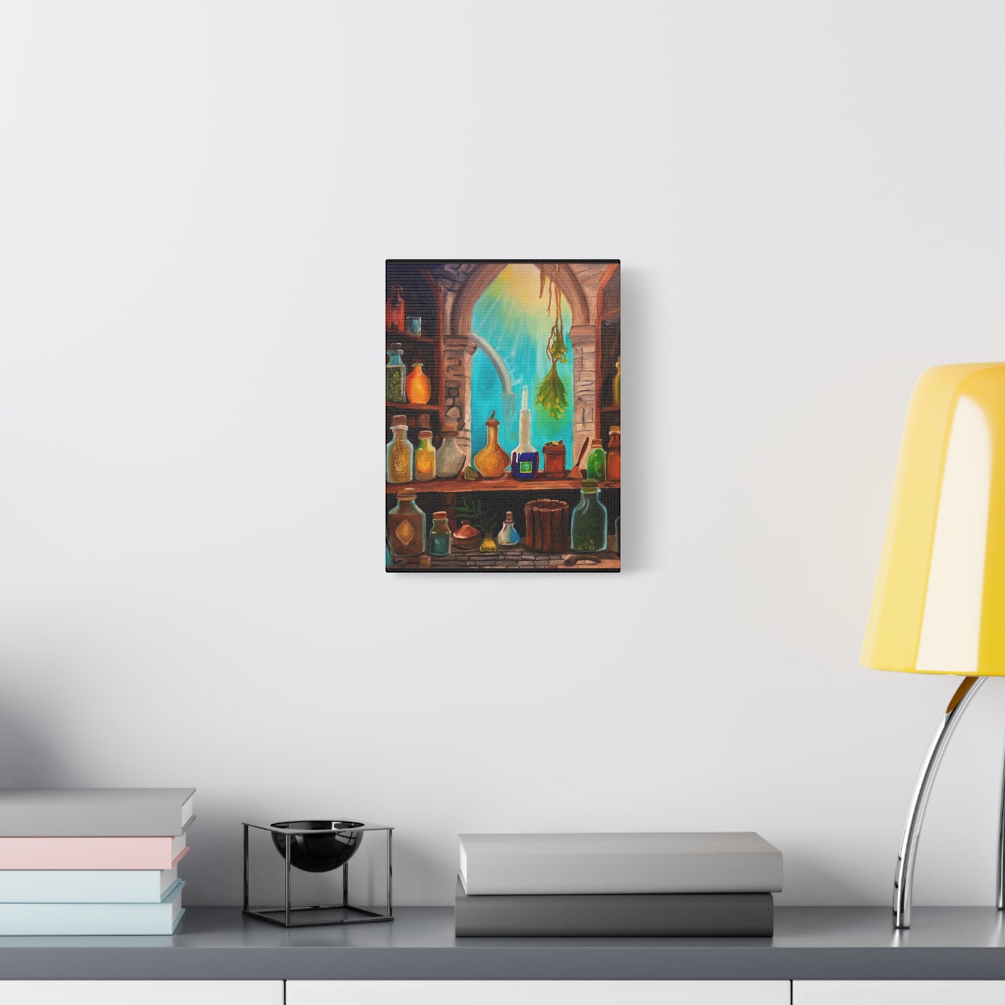 Apothecary Shelf Canvas Print | Botanical Potion Still Life Wall Art