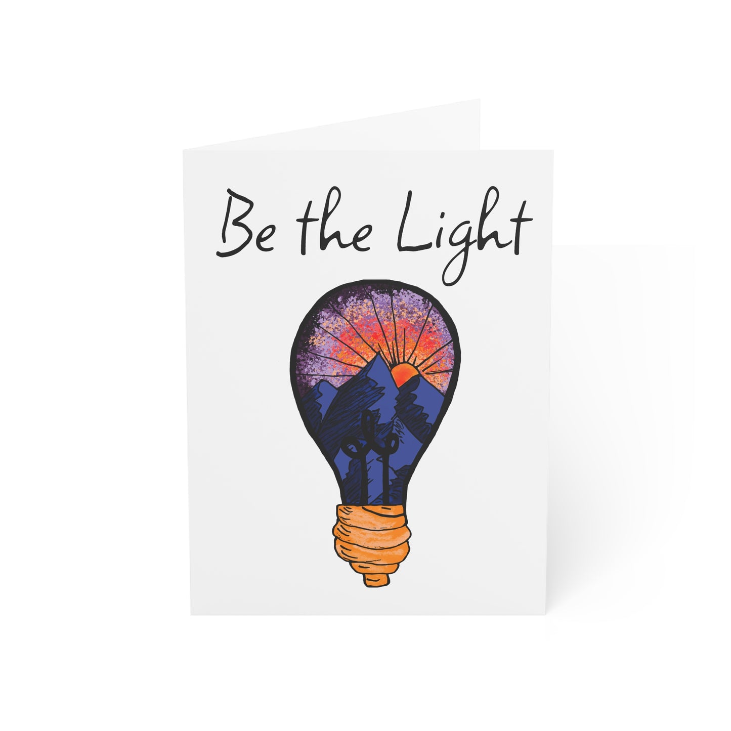 Greeting Card — "Be the Light" Inspirational Lightbulb Design (Single or Bulk Packs)