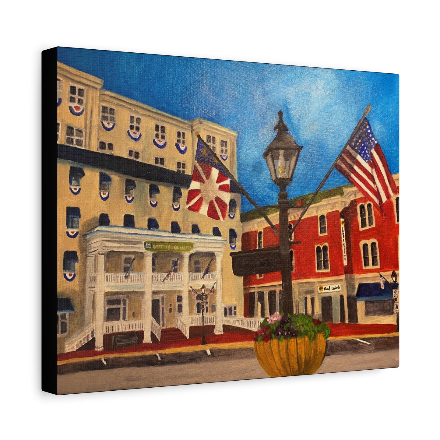 Gettysburg | Patriotic Small Town Street Scene Matte Canvas Print