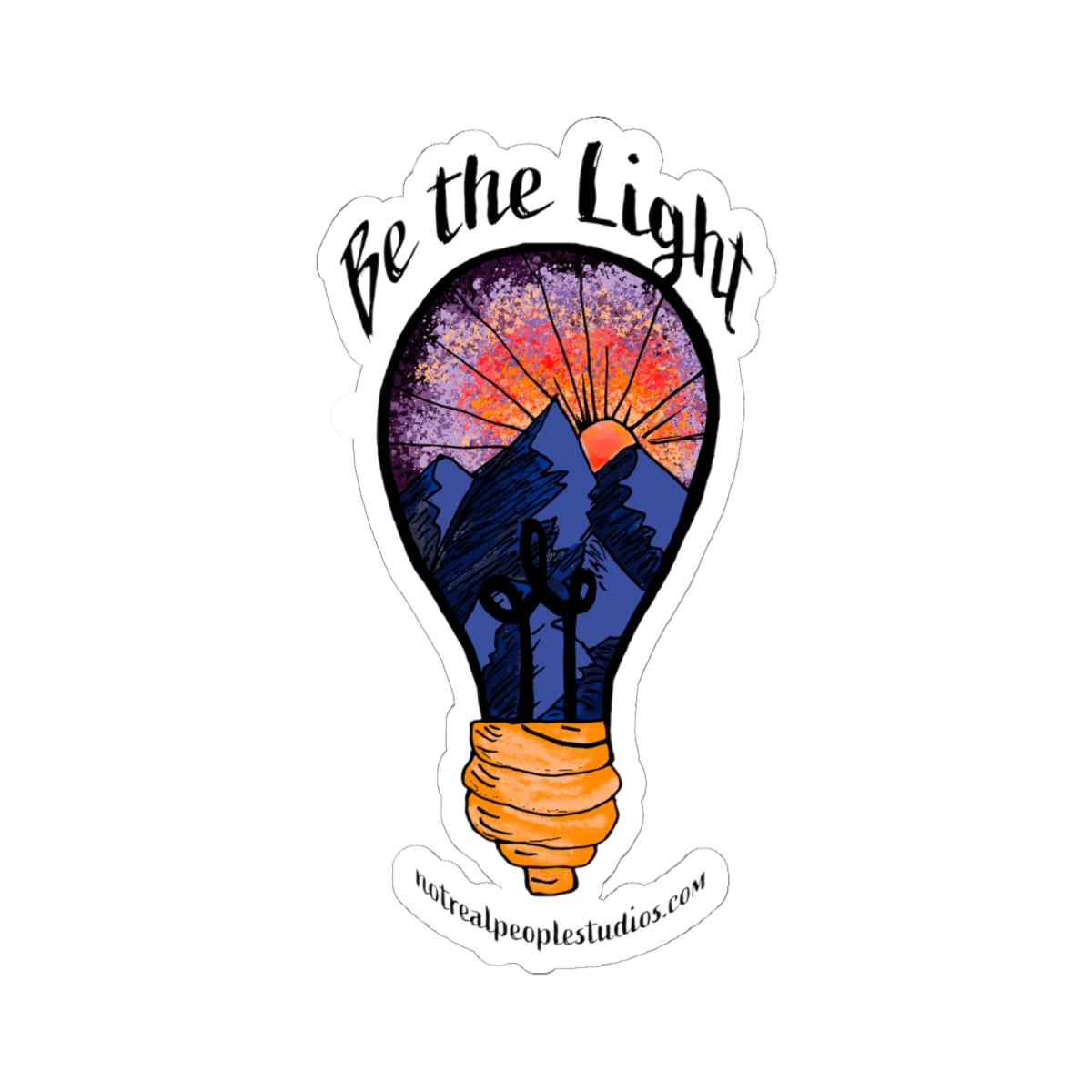 Be the Light Sticker — Inspirational Mountain Sunset Kiss-Cut Sticker