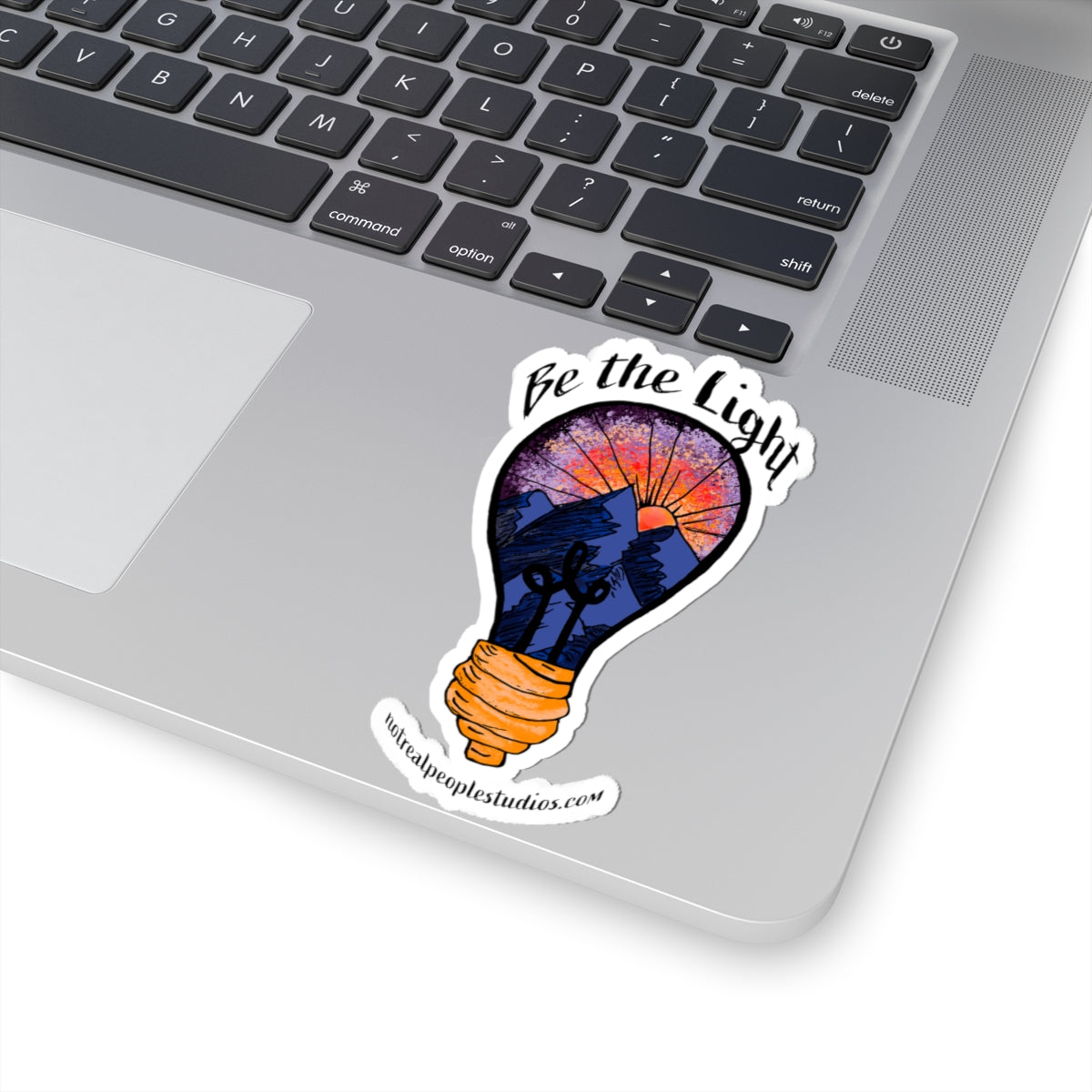 Be the Light Sticker — Inspirational Mountain Sunset Kiss-Cut Sticker