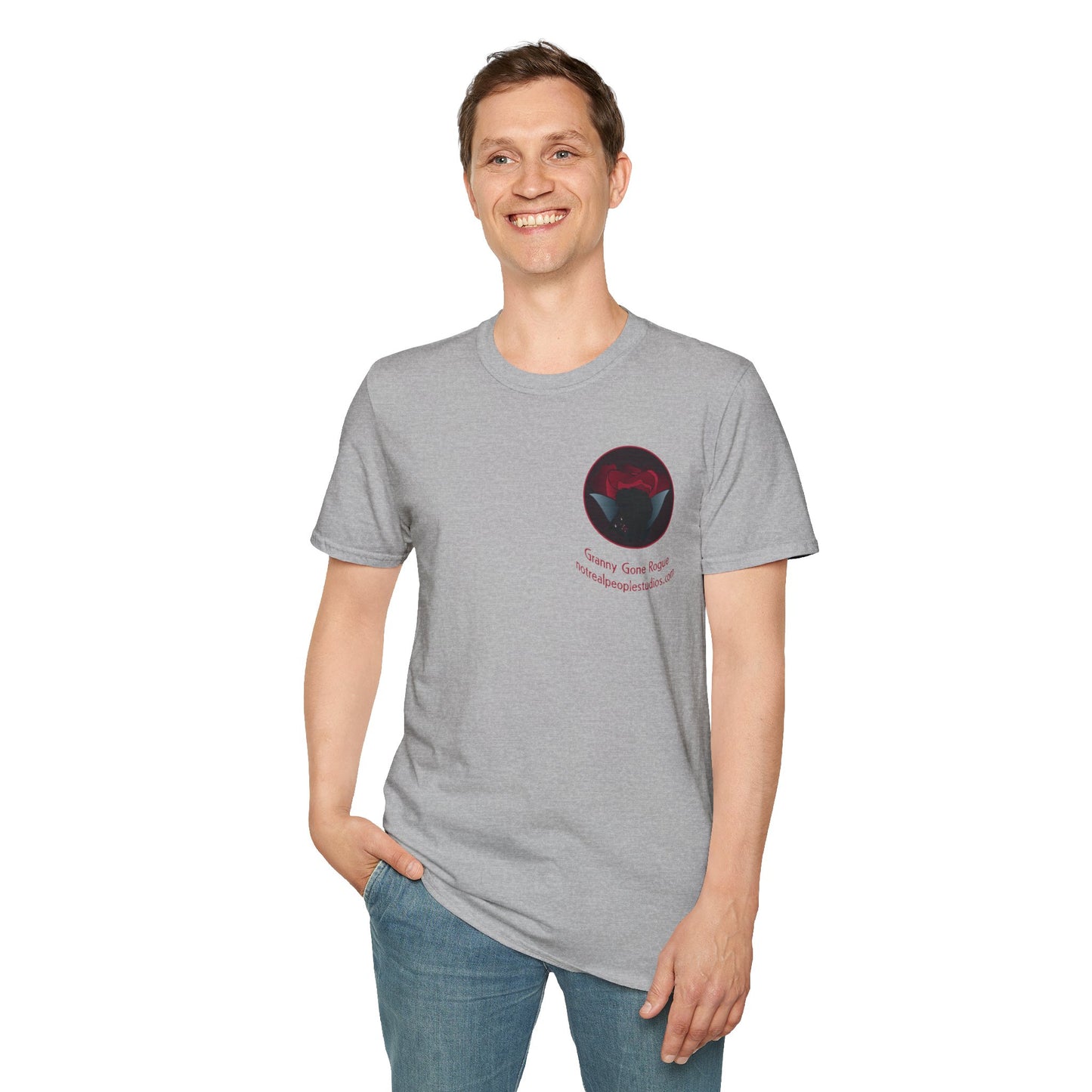Granny Gone Rogue Logo T-Shirt | Red Rose and Black Cat T-Shirt