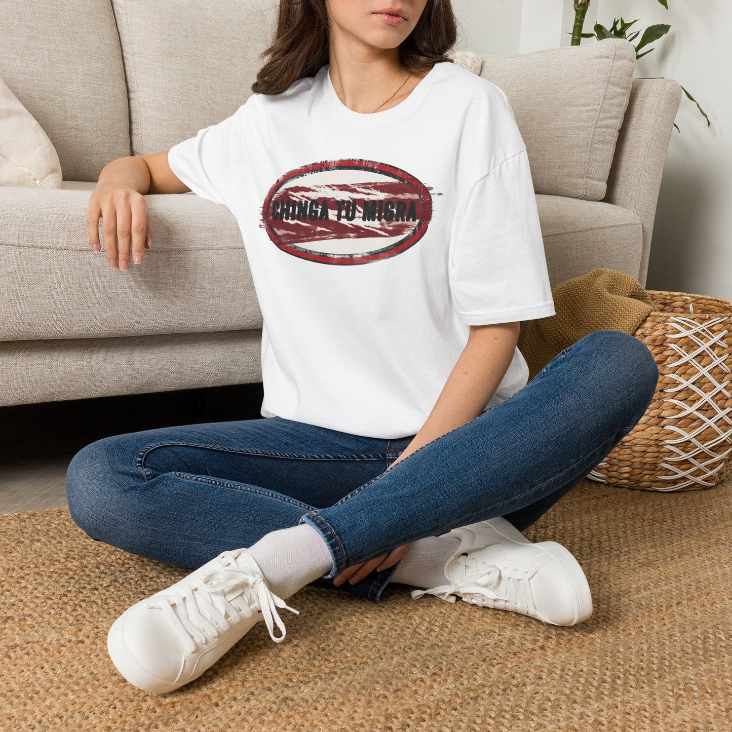 "Chinga Tu Migra" Distressed Political Statement T-Shirt