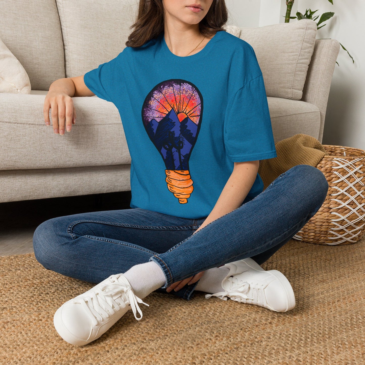 Mountain Sunset Lightbulb T-Shirt — Vintage Adventure Graphic Tee