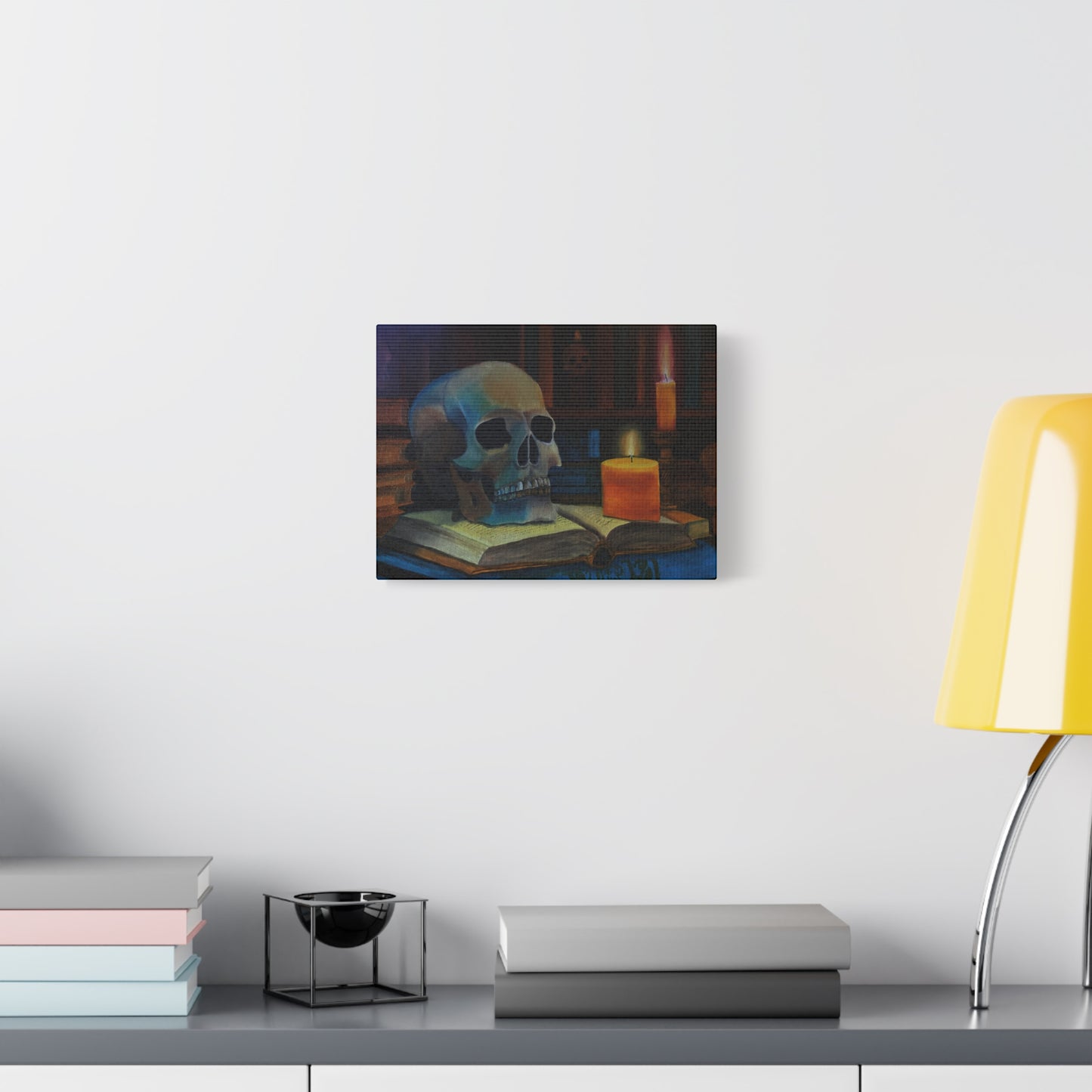 Skull & Candle Still Life Matte Canvas Print