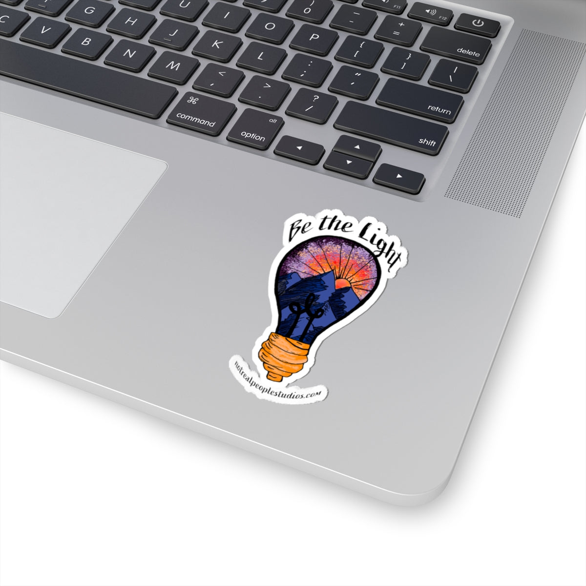 Be the Light Sticker — Inspirational Mountain Sunset Kiss-Cut Sticker