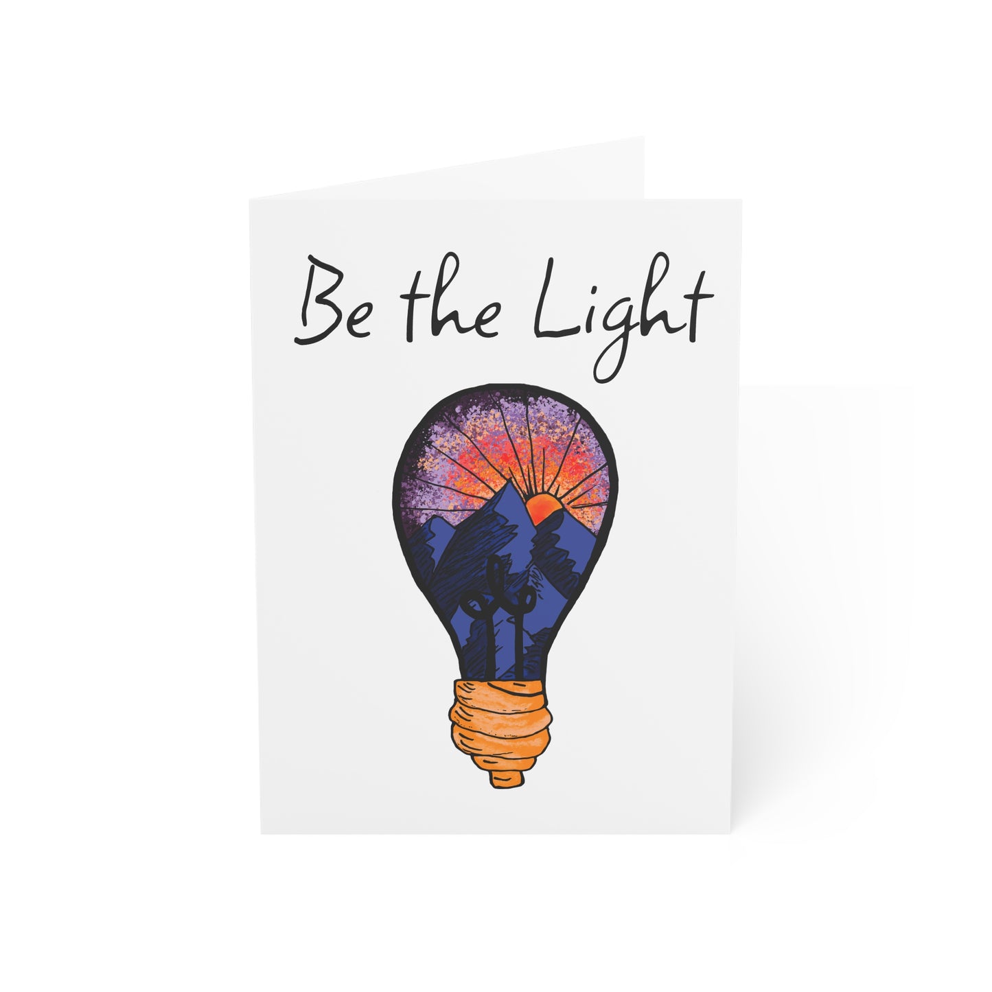 Greeting Card — "Be the Light" Inspirational Lightbulb Design (Single or Bulk Packs)