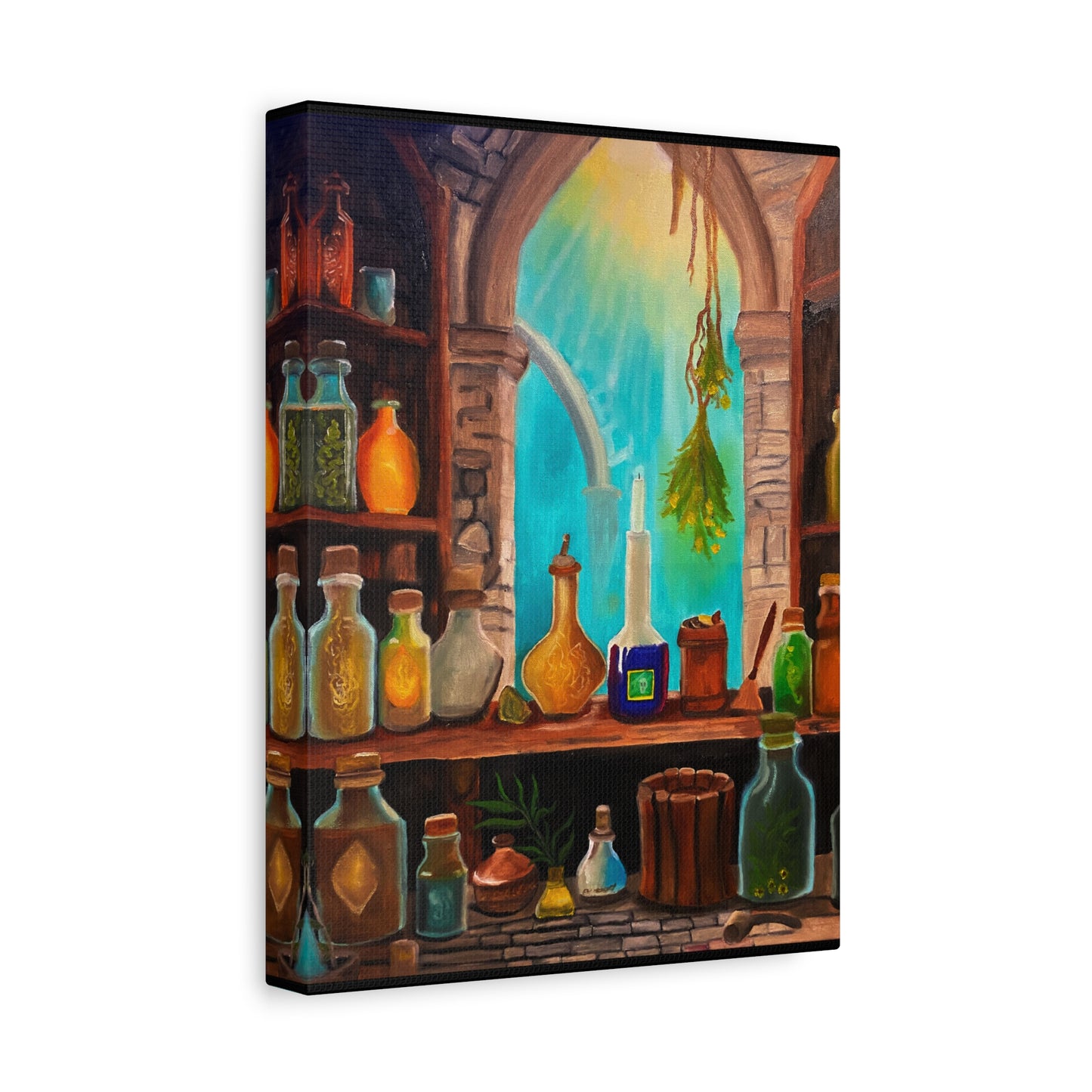 Apothecary Shelf Canvas Print | Botanical Potion Still Life Wall Art