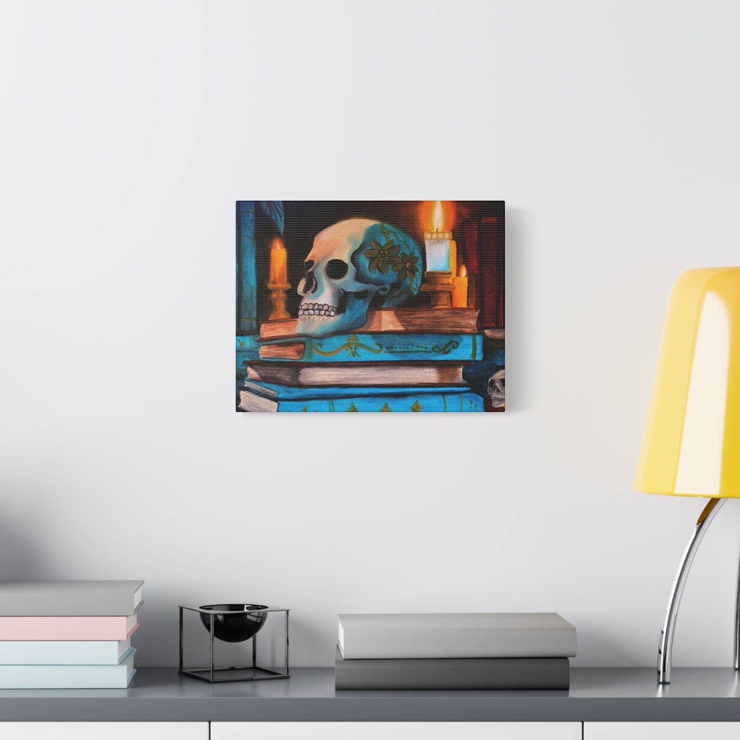 Skull & Candles Art Canvas | Gothic Still Life Wall Decor